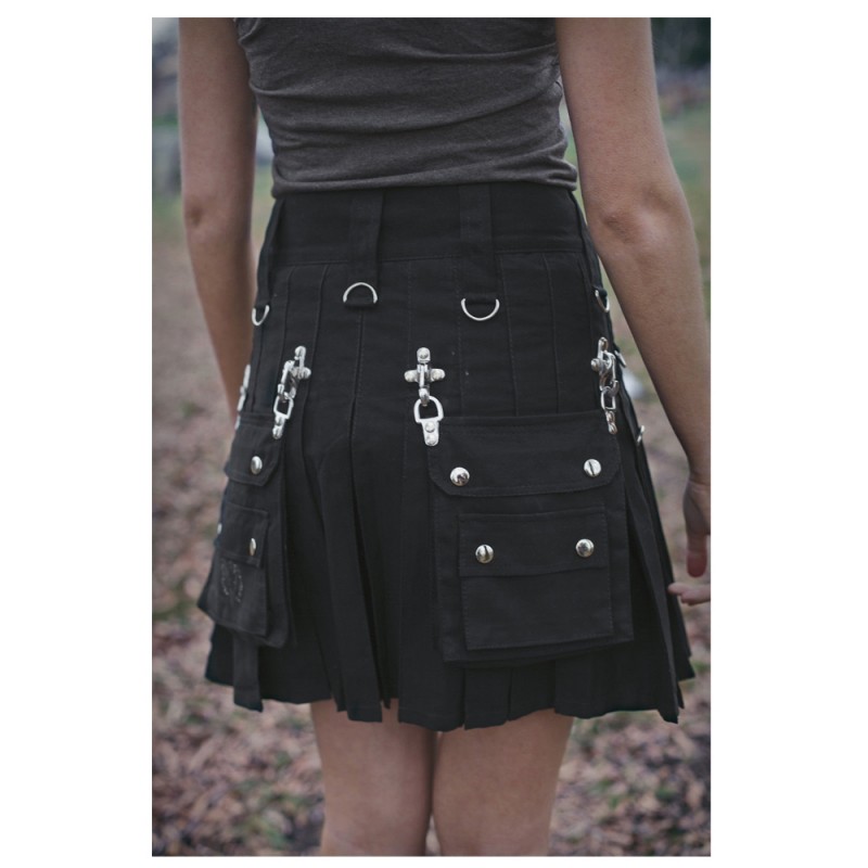 Women Gothic Skirt Canvas Sexy Women Metal Soft Real Cotton Kilt Mini Skirt 